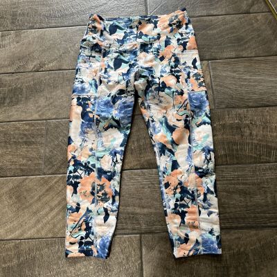 Marika WORKOUT LEGGING  woman’s size Large Blue Floral Print EUC